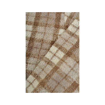 Vintage Fleece 1/4 Zip Retro Check Pattern Brown Ladies XL
