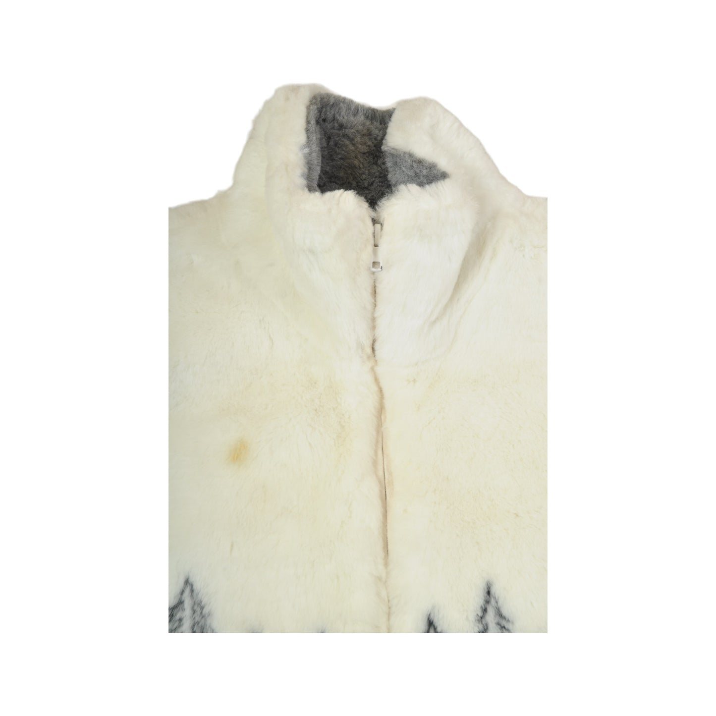 Vintage Fleece Gilet Vest Winter Print Small