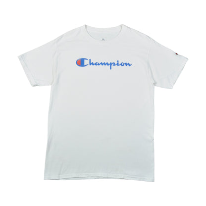 Vintage Champion Spell Out T-Shirt White Small