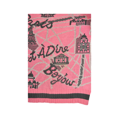 Vintage Knitted Jumper Retro Paris Print Pink Ladies XS