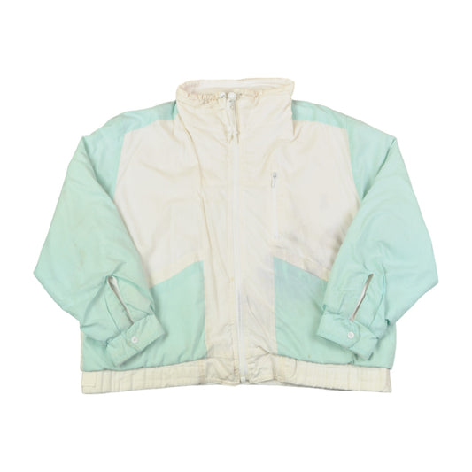 Vintage 80s Reversible Windbreaker Jacket Green/White Ladies Large