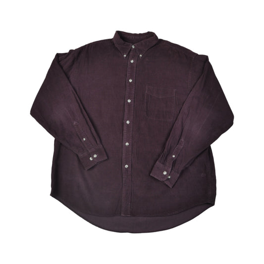 Vintage Corduroy Shirt Long Sleeve Maroon XL
