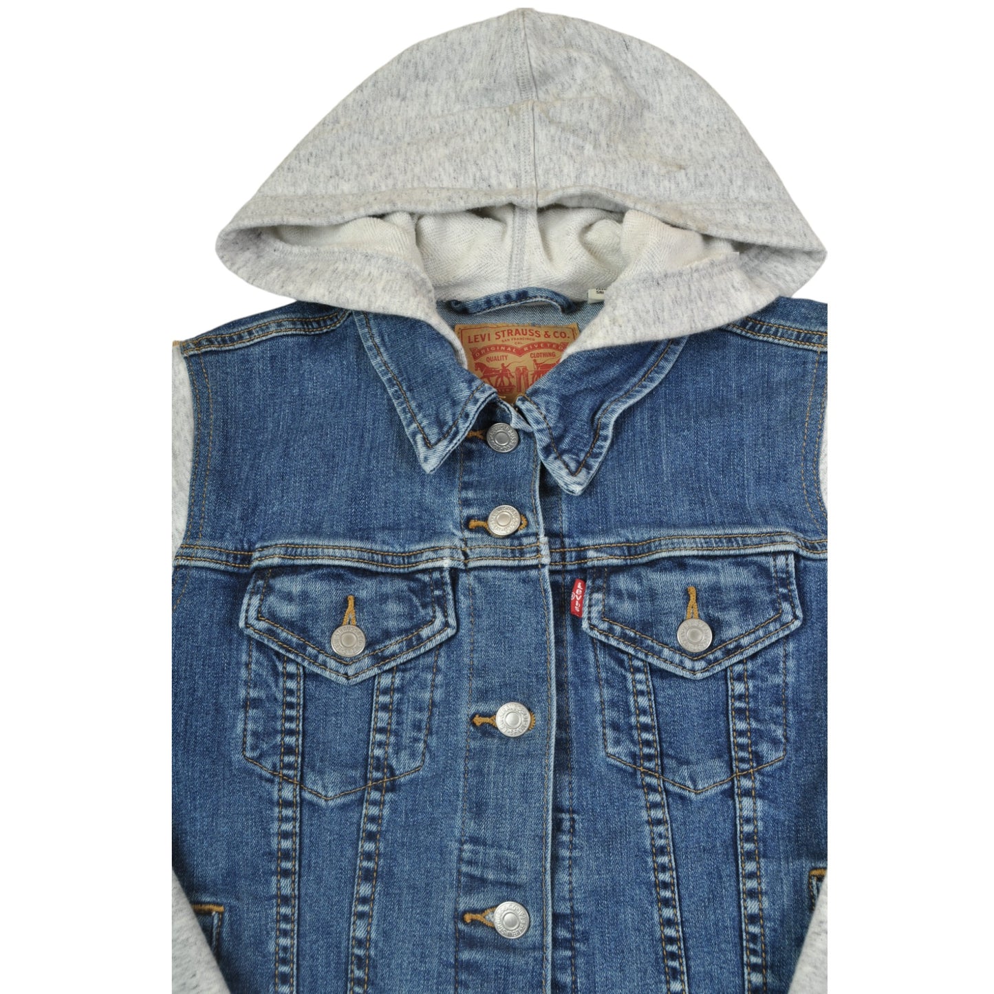 Vintage Levi's Reworked Hooded Denim Jacket Blue Denim Ladies Small