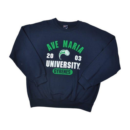 Vintage Ave Maria University Sweater Navy Large
