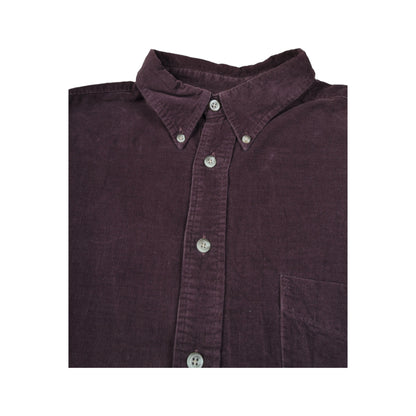 Vintage Corduroy Shirt Long Sleeve Maroon XL