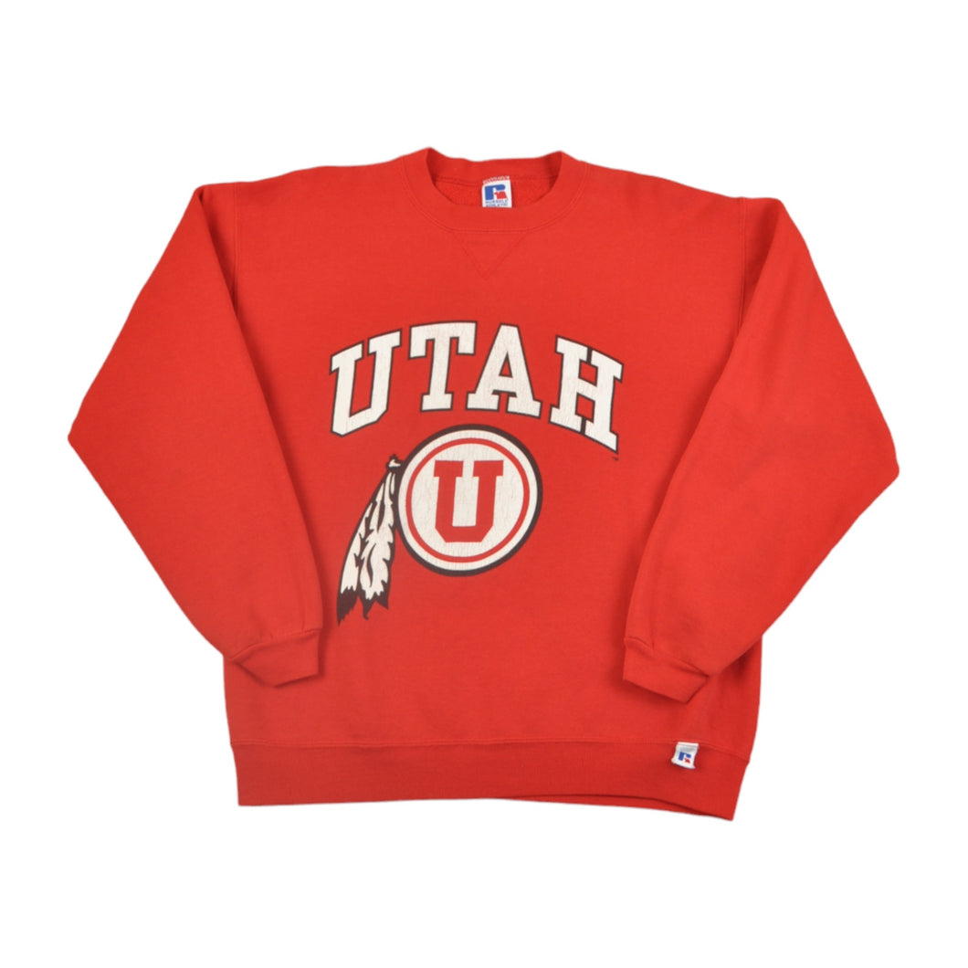 Vintage Russell Athletic Utah Utes Football Crew Neck Sweatshirt Red Ladies XS