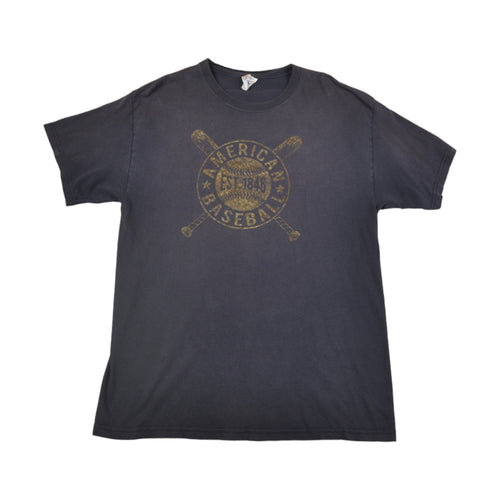 Vintage American Baseball T-shirt Faded Black Medium