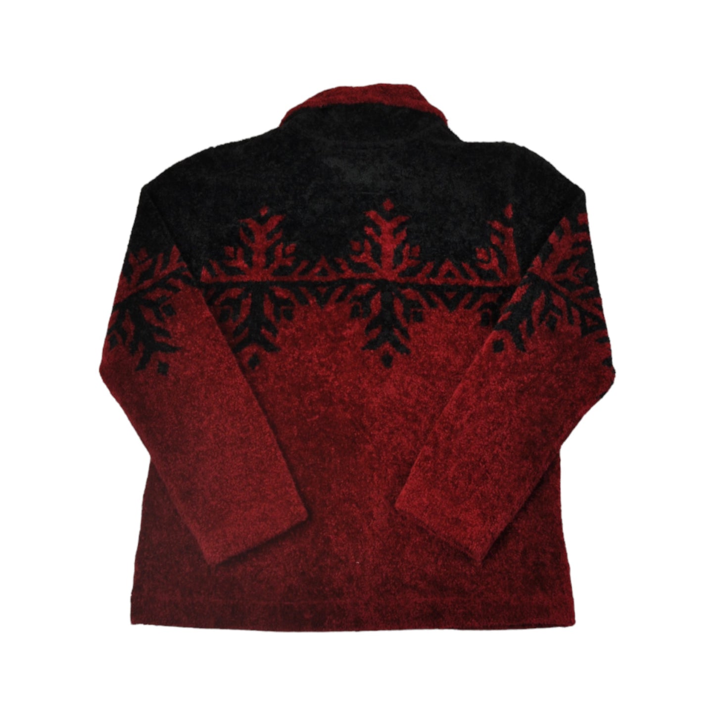 Vintage Fleece Jacket Retro Pattern Red/Black Ladies Small