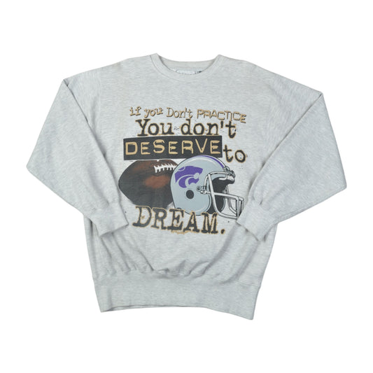 Vintage Deserve to Dream Football Sweater Grey XL