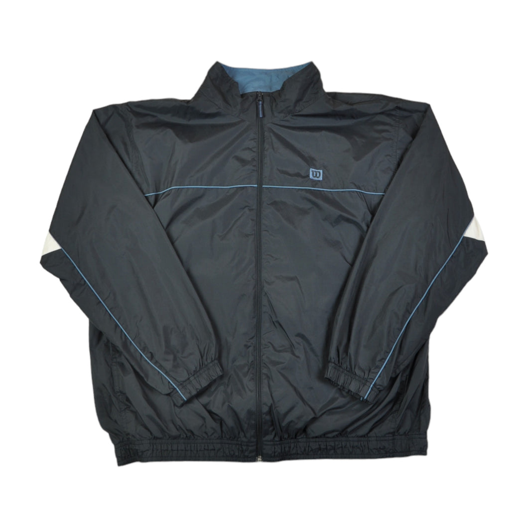 Vintage Wilson Shell Suit Windbreaker Jacket Black XXL