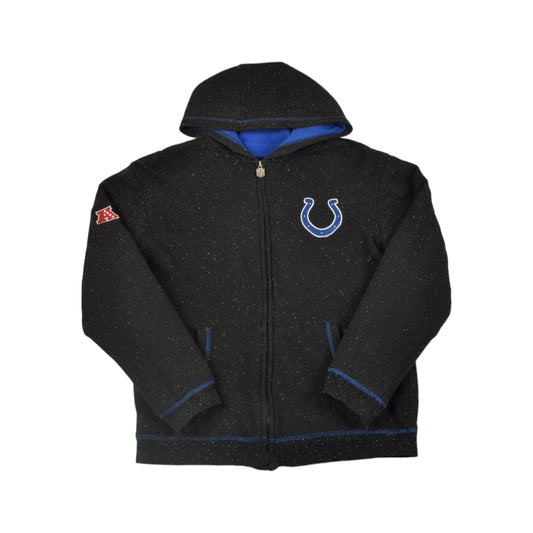 Vintage NFL Indianapolis Colts Hoodie Sweatshirt Fleece Lined Black Small
