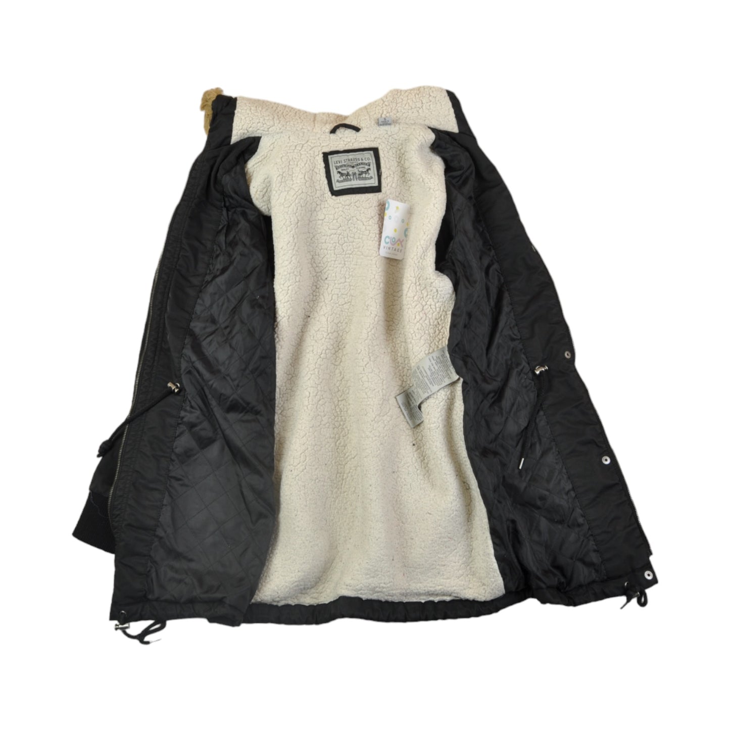 Vintage Levi's Parker Jacket Sherpa Lining Black Ladies XS