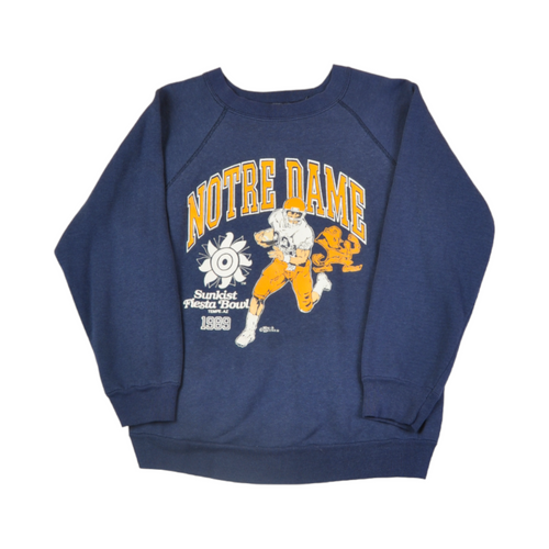 Vintage Notre Dame Football 1989 Sweatshirt Navy Small