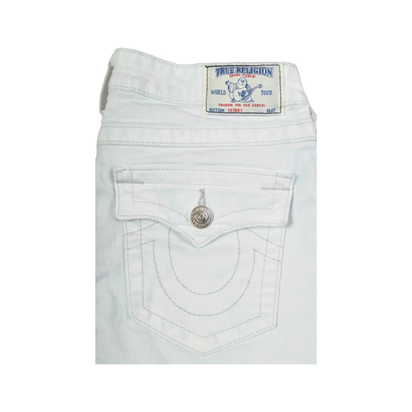 Vintage Y2K True Religion Skinny Fit Jeans White Blue Wash Denim Ladies W29 L31