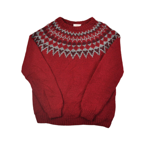 Vintage Knitwear Sweater Scandi Pattern Red Ladies Medium