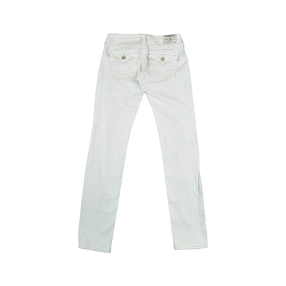 Vintage Y2K True Religion Skinny Fit Jeans White Blue Wash Denim Ladies W29 L31