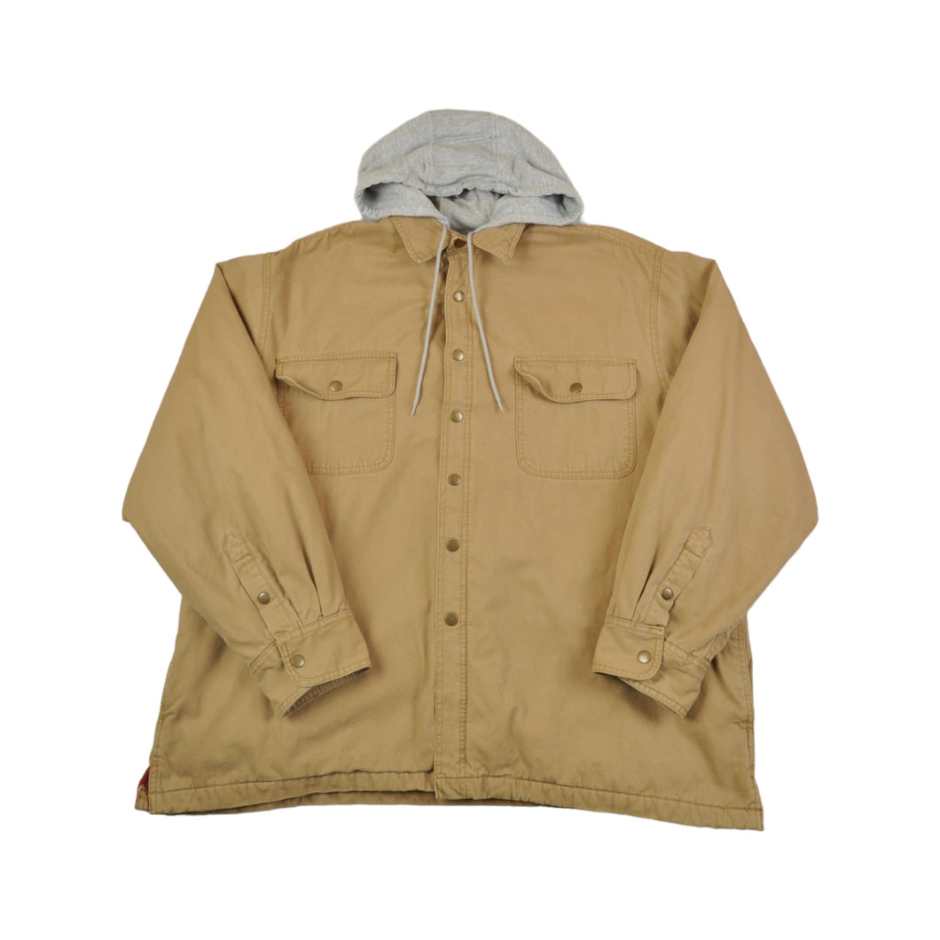 Vintage Workwear Hooded Jacket Fleece Lined Tan XL