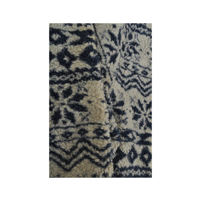 Vintage Fleece Sherpa Jacket Retro  Pattern Grey Ladies XXXL