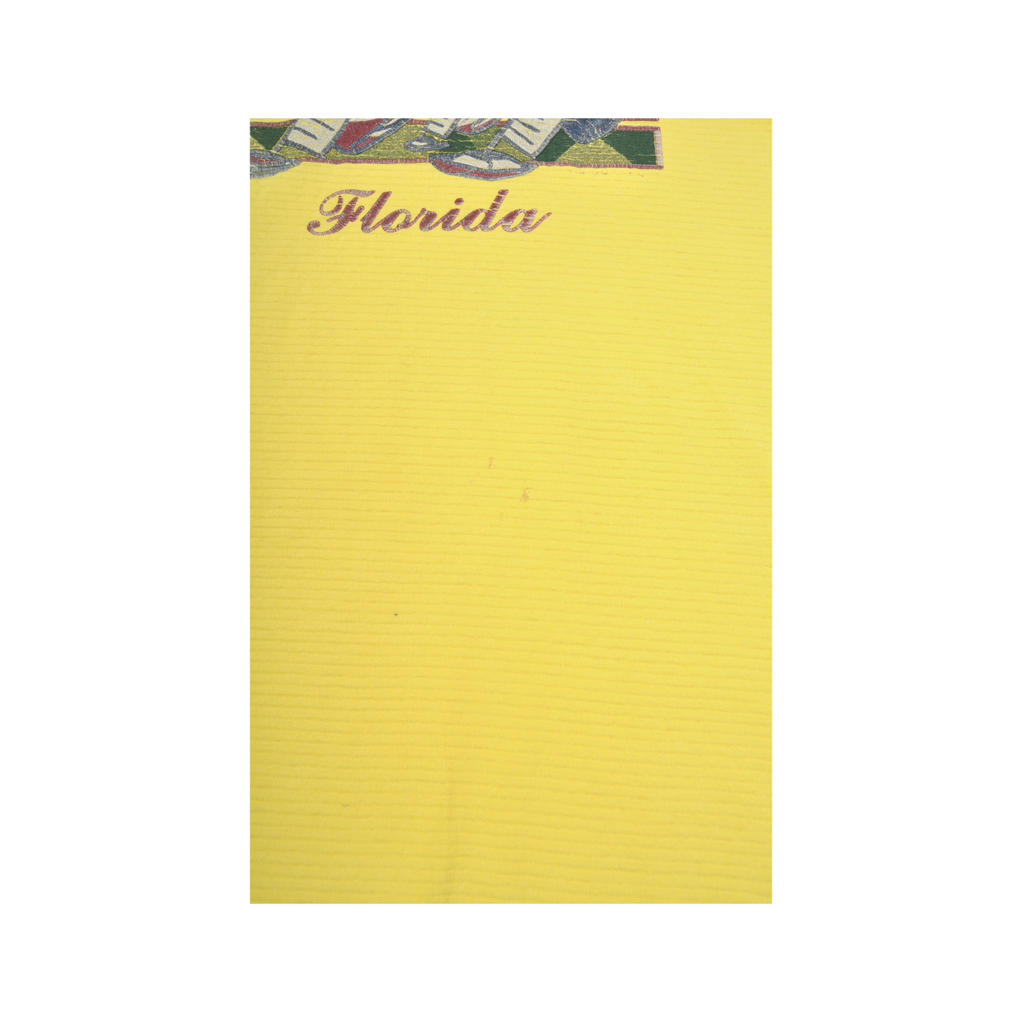 Vintage Florida Graphic Print Ribbed T-Shirt Yellow XL