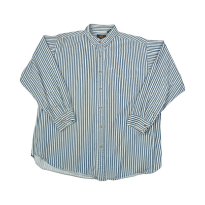 Vintage Shirt 90s Stripe Long Sleeve Blue XL