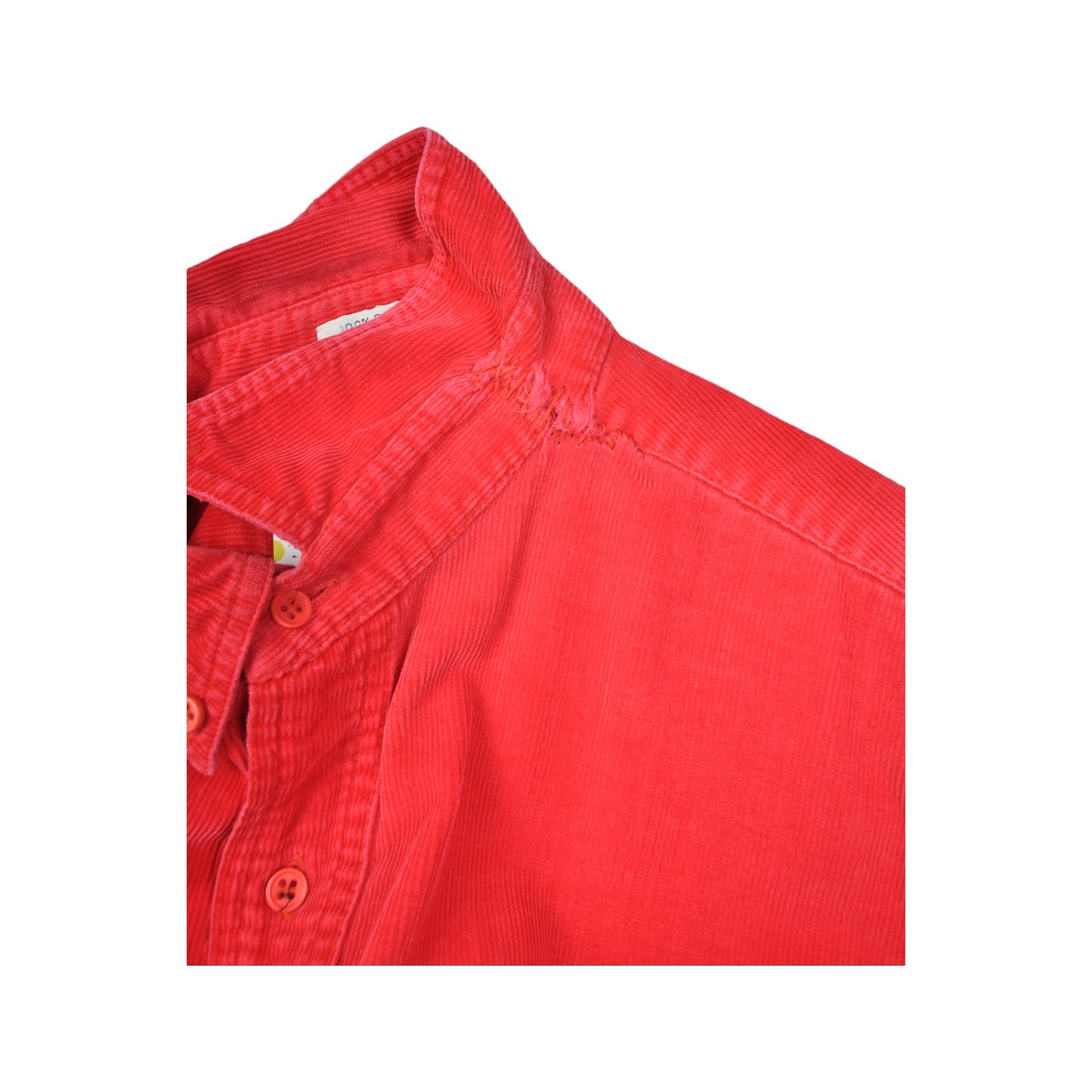 Vintage Corduroy Shirt Short Sleeve Red Medium