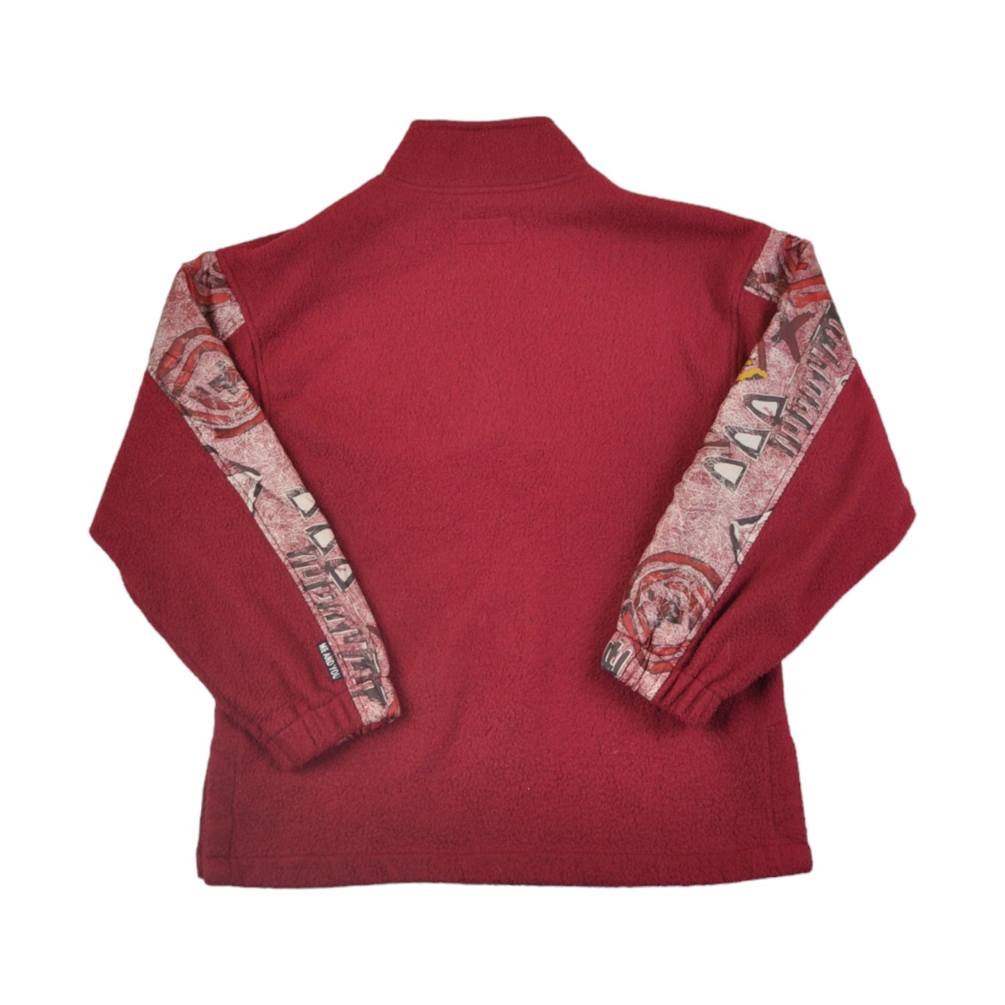 Vintage Fleece 1/4 Zip Retro Pattern Red Ladies Small
