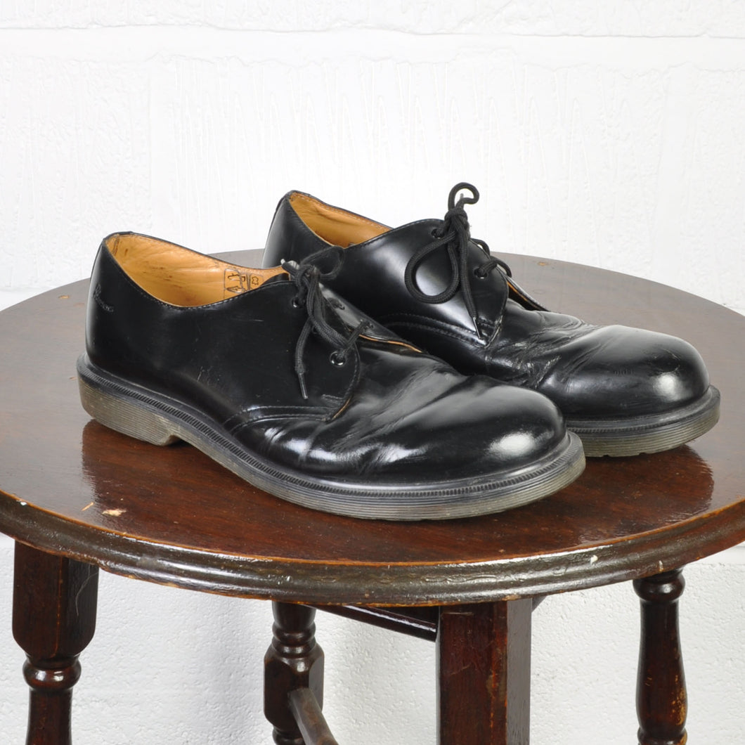 Vintage Dr. Martens Steel Toe Cap Shoes Black Leather UK10