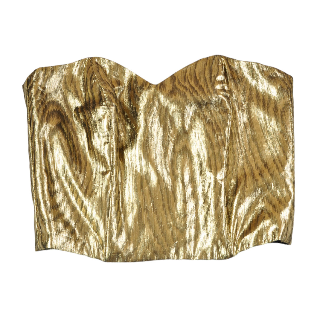 Vintage Y2K Metallic Corset Cropped Top Gold Small