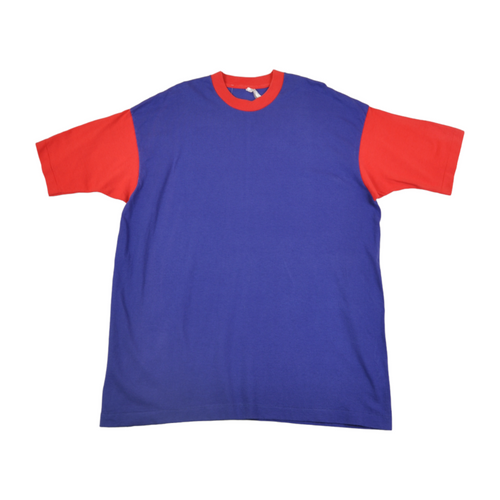 Vintage 80s Block Colour Ringer T-Shirt Blue/Red XL