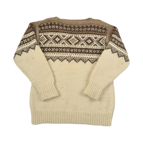 Vintage Knitwear Wool Sweater Scandi Pattern Cream Large