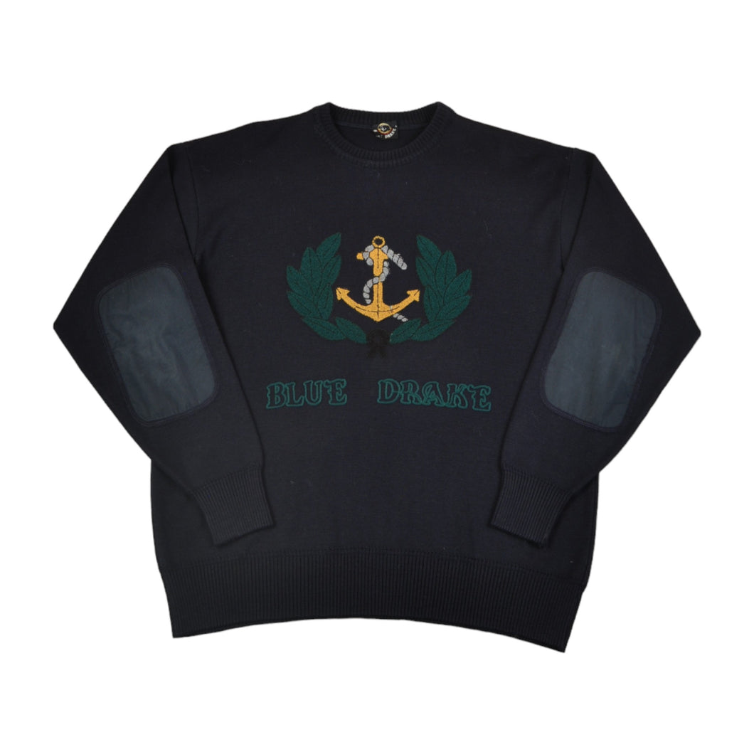 Vintage Blue Drake Sailor Knitwear Sweater Navy XL