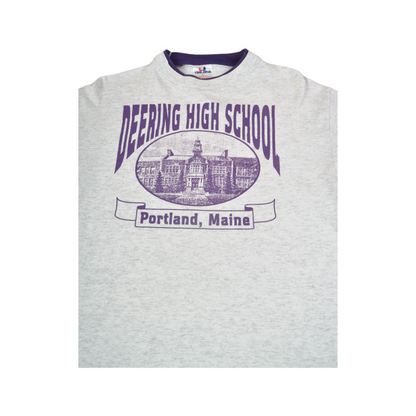 Vintage Deering High School Portland Main T-Shirt Grey/Purple Large