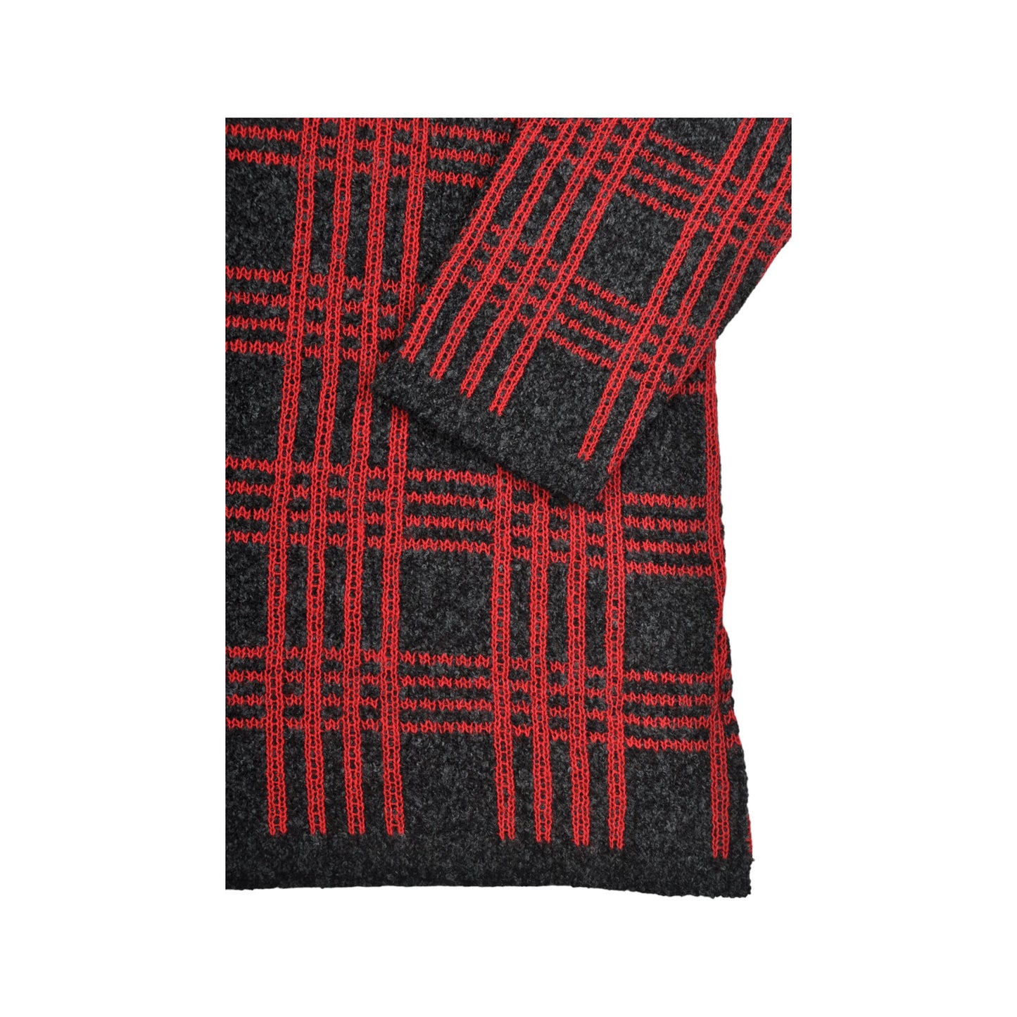 Vintage Knitwear Sweater Retro Check Pattern Grey/Red Ladies Large