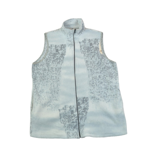 Vintage Fleece Vest Jacket Retro Snow Fox Print Blue Ladies XL