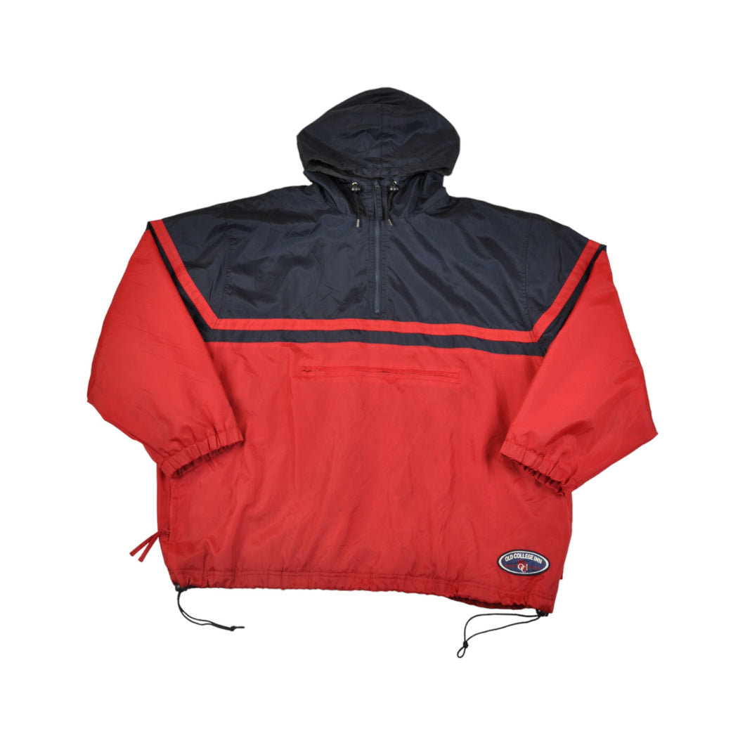 Vintage 1/4 Zip Windbreaker Jacket Insulated Lining Red/Navy XL
