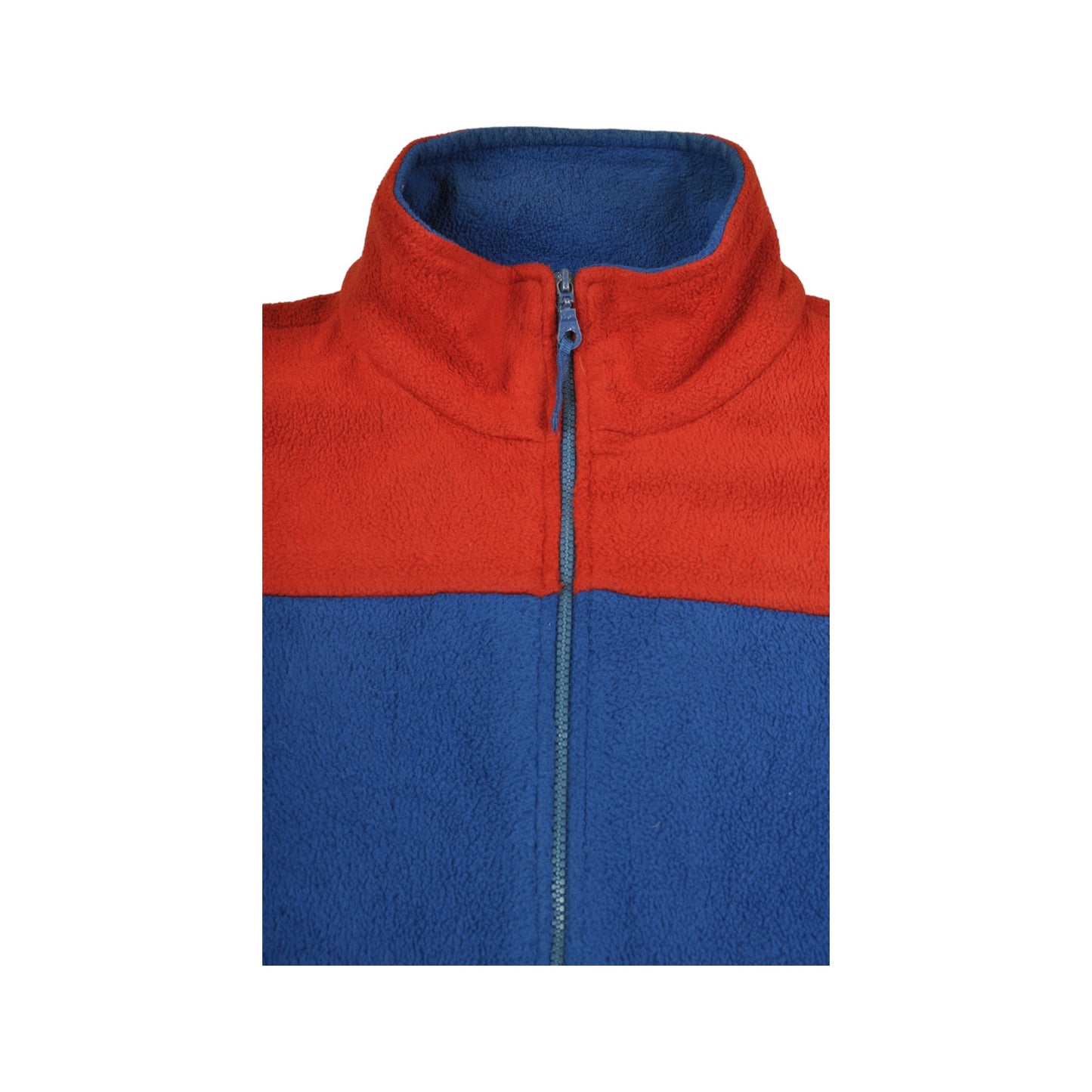 Vintage Fleece Jacket Retro Block Colour Pattern Blue/Red Large