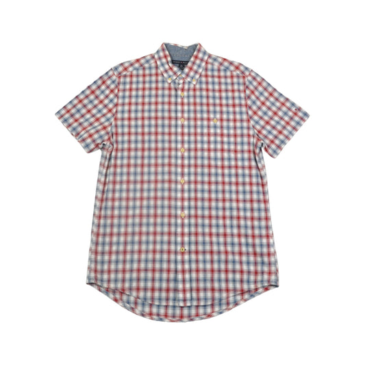 Vintage Tommy Hilfiger Shirt Short Sleeved Checked Red/Blue Small