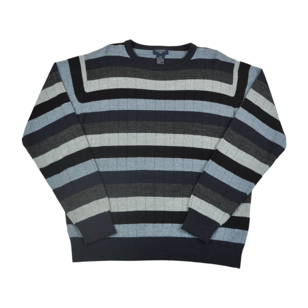Vintage Dockers Knitwear Sweater Striped Pattern Blue Medium