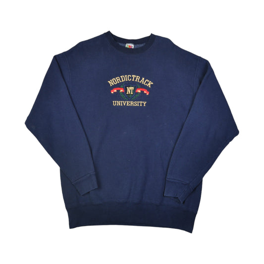 Vintage Fruit of the Loom Nordictrack University Sweater Navy XL