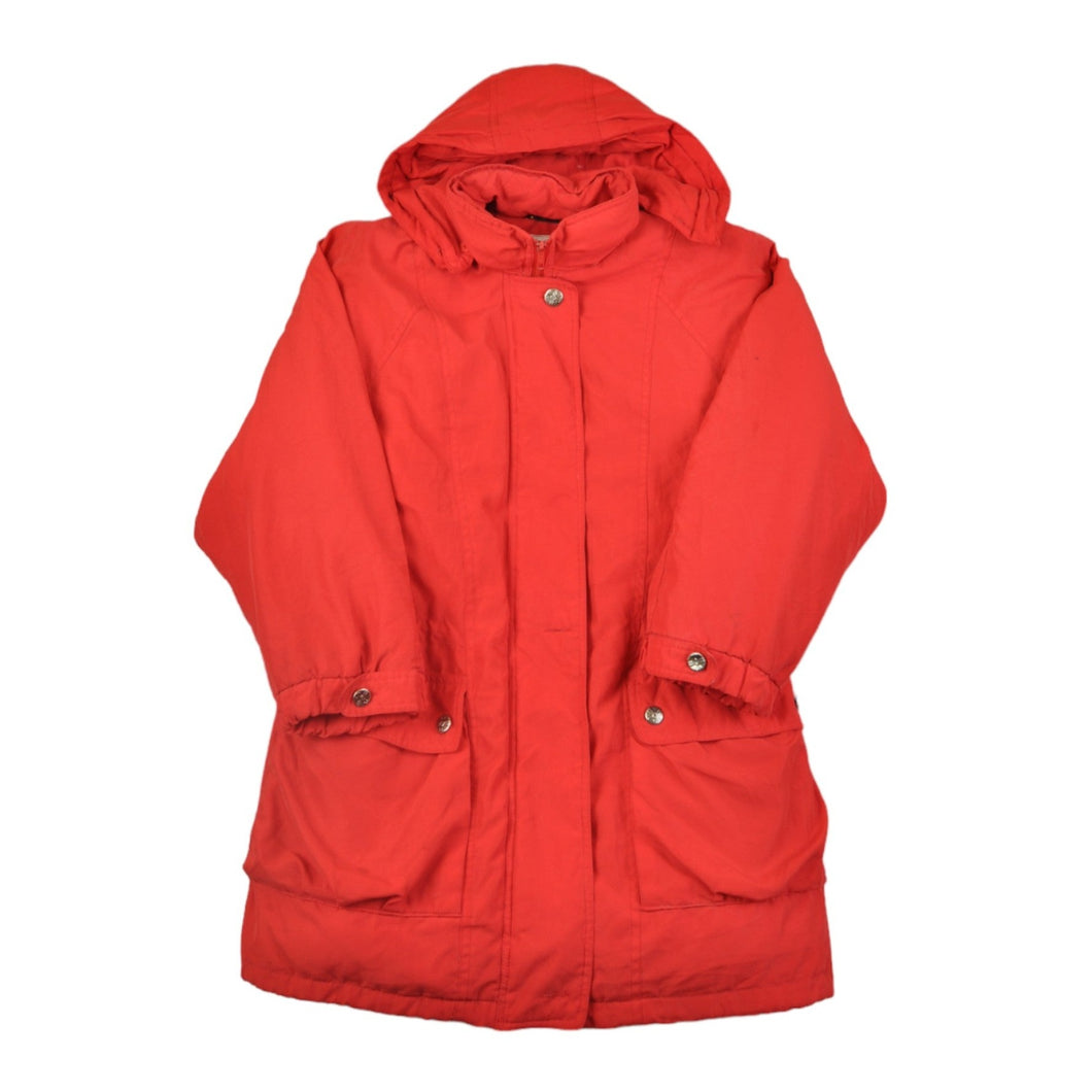 Vintage Hooded Ski Jacket Retro Block Colour Red Ladies XL