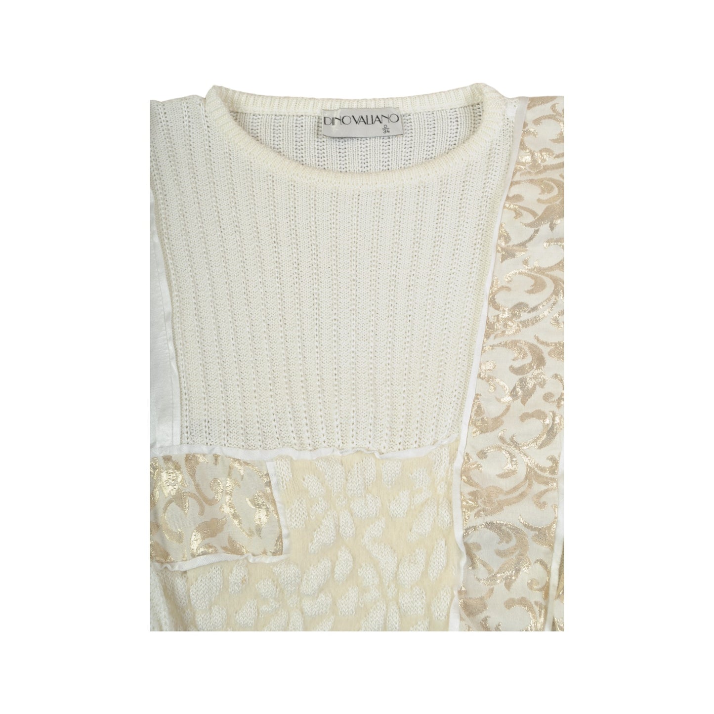 Vintage 80s Knitwear Sweater Retro Pattern White Ladies Small