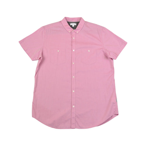 Vintage Calvin Klein Shirt Short Sleeved Gingham Pattern Pink Medium