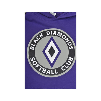 Vintage Black Diamonds Softball Club Varsity Hoodie Sweatshirt Purple Small