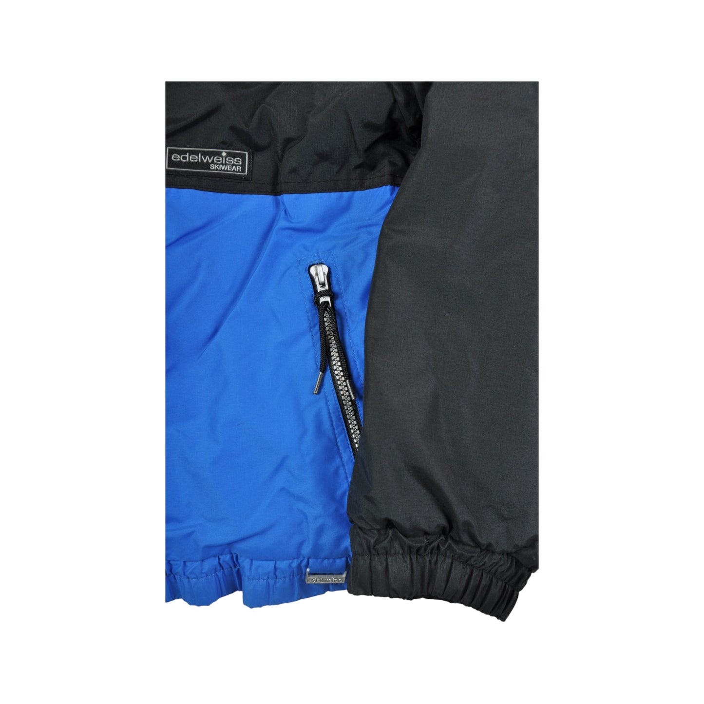 Vintage Edelweiss Ski Jacket Retro Block Colour Black/Blue Large