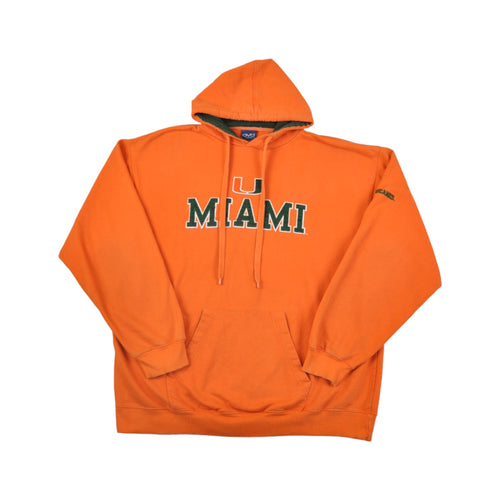Vintage Miami Hurricanes Hoodie Sweatshirt Orange XL