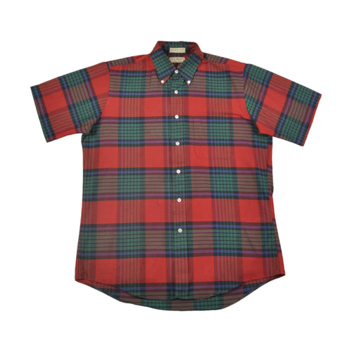 Vintage L.L Bean Shirt Short Sleeved Checked Pattern Red Medium