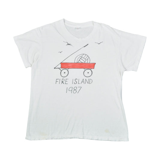 Vintage Fire Island 1987 Single Stitch T-Shirt White Medium