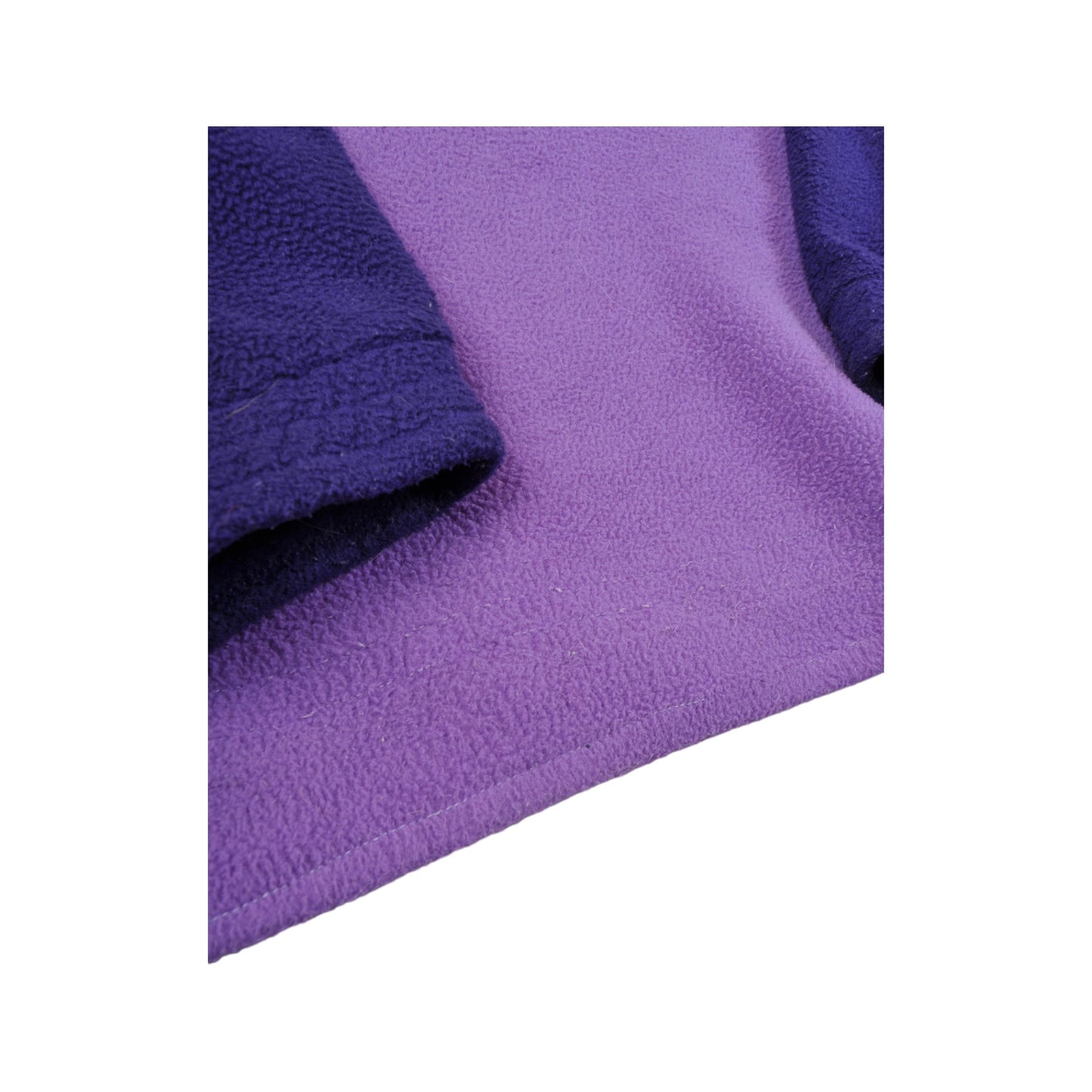 Vintage Fleece 1/4 Button Retro Block Colour Pattern Purple Medium
