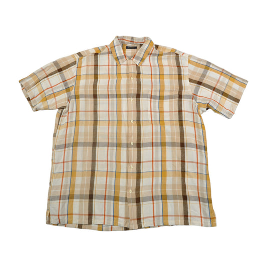 Vintage Club Room Shirt Short Sleeved Checked Pattern XL