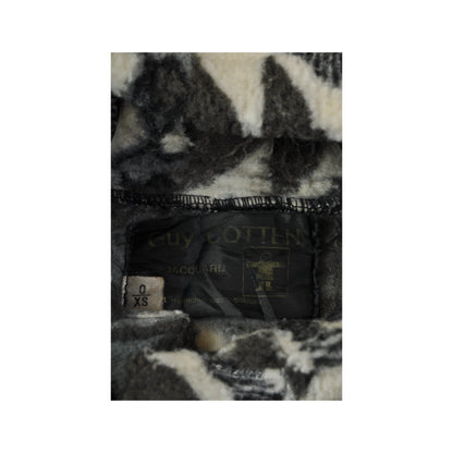 Vintage Fleece Hooded Jacket Retro Pattern Grey Ladies XS
